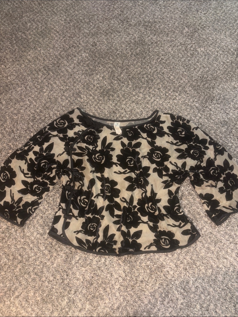Floreat Black Floral Burnout Scoop Neck Top